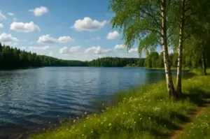 insjö på sommaren vid ca 20 grader