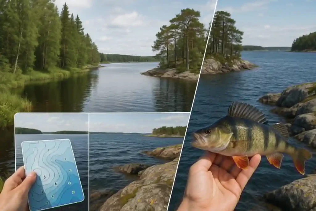 abborrfiske är effektivt vid grynnor, kanter, uddar, vikar och branter