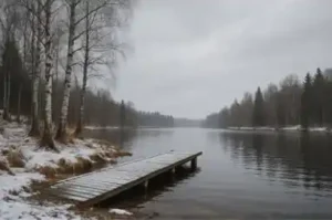 insjö på vintern vid ca 2 grader